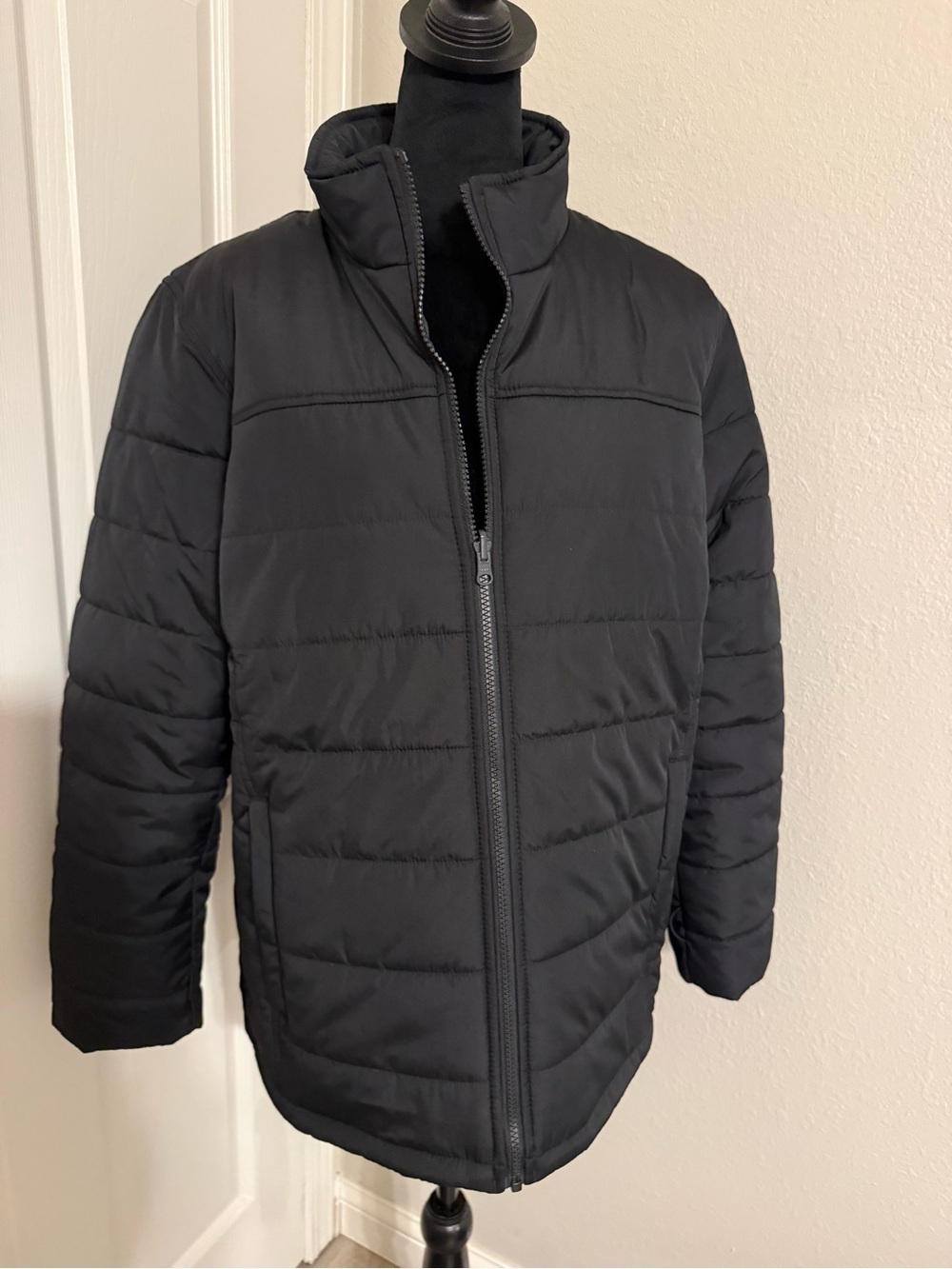 Lands' End Black Men’s Quilted Puffer Jacket